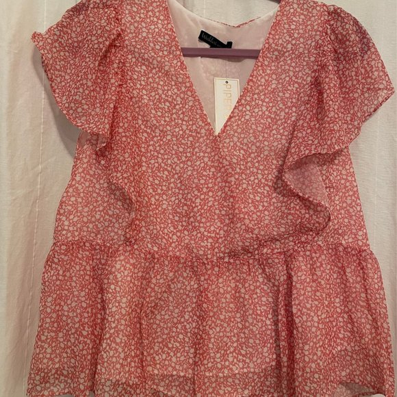 NEW WITH TAGS - Wishlist Apparel Ruffle Peplum Blouse - L - Picture 1 of 6
